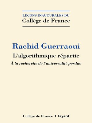 cover image of L'algorithmique répartie